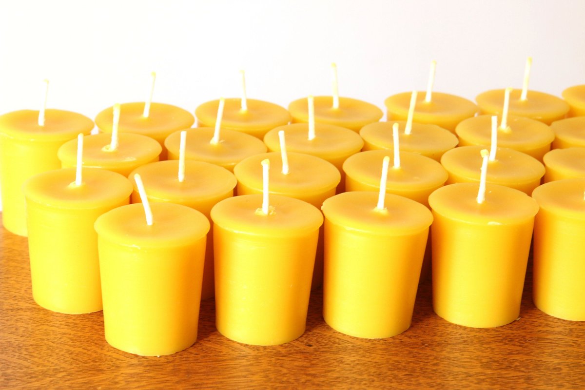 Beeswax Candles - 100% Pure Beeswax Votive Candles -- 48 Pack  -- Large 2 oz. Votives -- Free Shipping