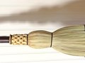 Carved Wood Spirit Kitchen Broom - "Blue Bonnet" - Free Shipping 