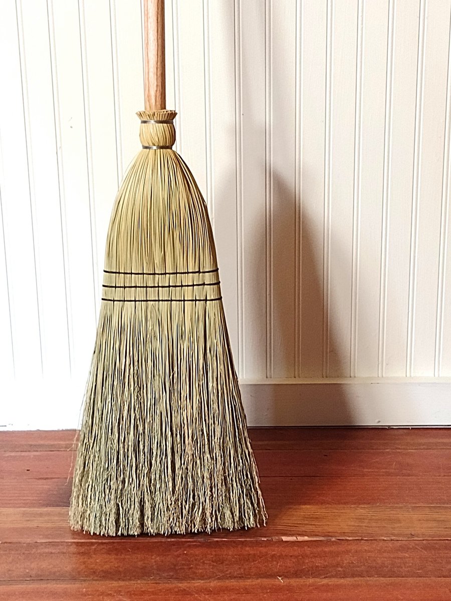 Shaker Authentic 1878 -- Vintage Corn Broom -- Lightweight Kitchen Size with Genuine American Hardwood Handle