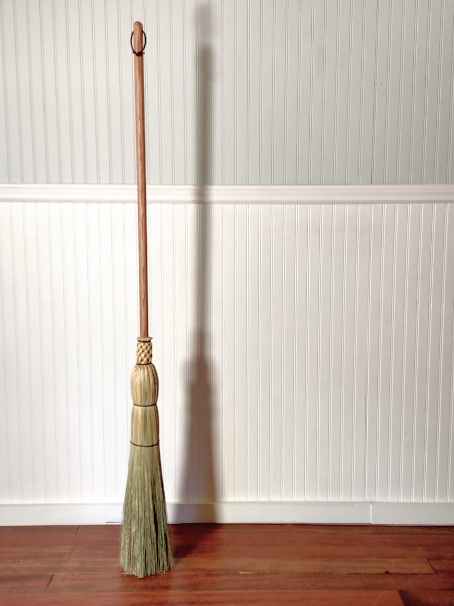 Early American Woven Besom - Oak Dowel Handle -  Free Shipping 