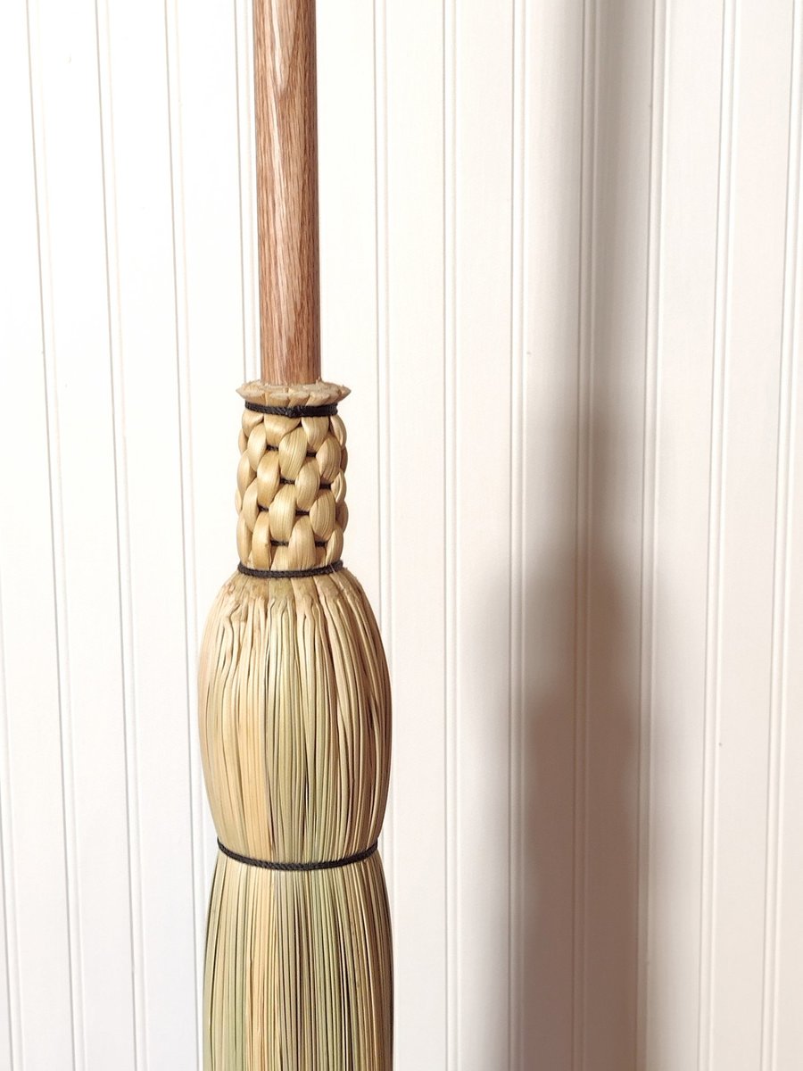 Early American Woven Besom - Oak Dowel Handle -  Free Shipping 