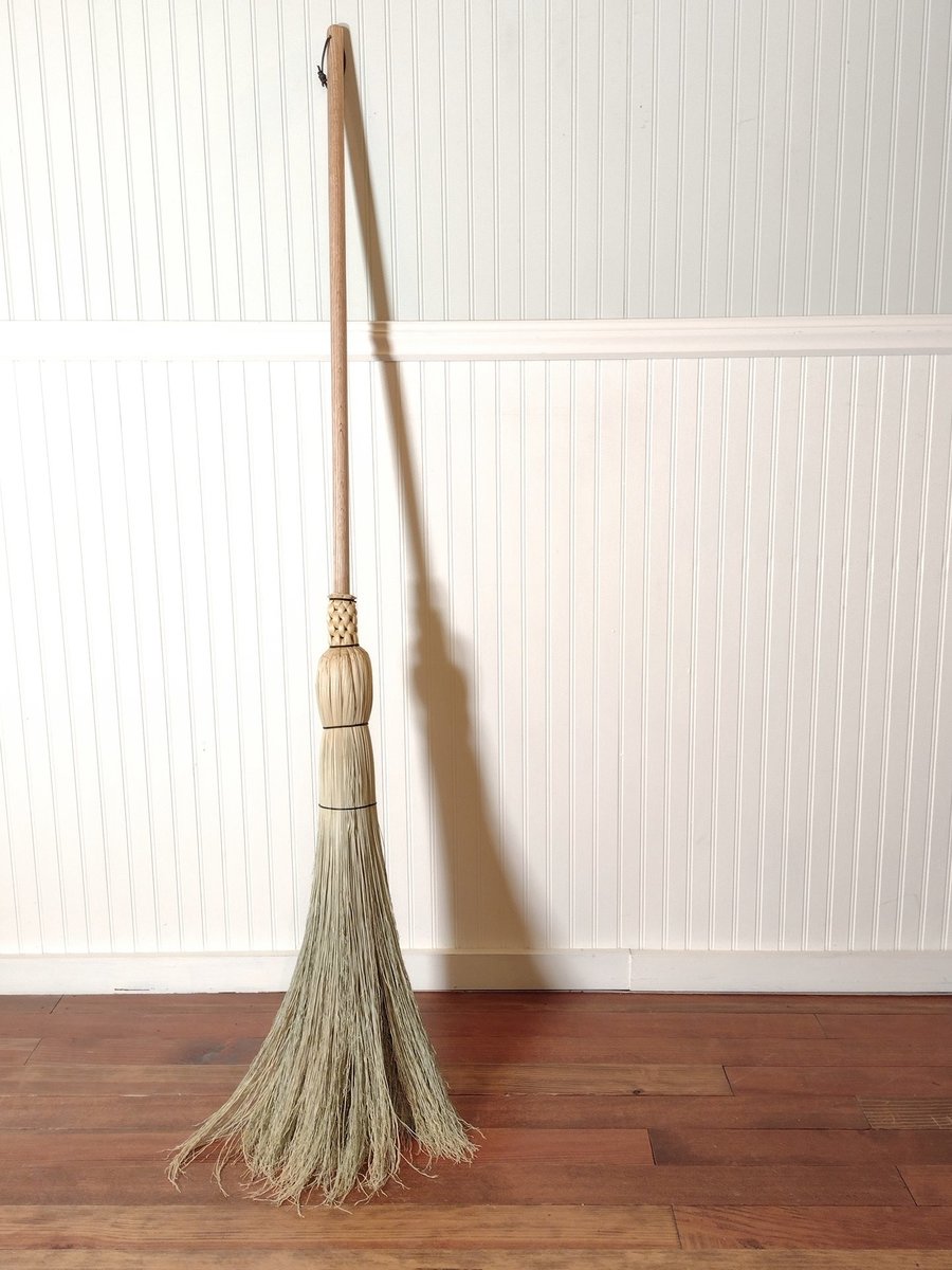 Early American Woven Besom - Oak Dowel Handle -  Free Shipping 