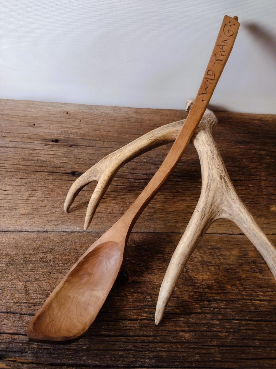 Big Crazy Wooden Ladle - Hand Carved Alder Crook - WILD THANG - One Only - Free Shipping