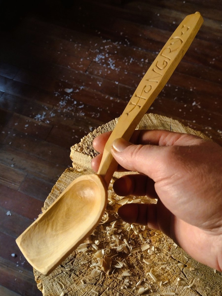 Big Cooking Scoop with Lettering - Hongry Spoon - Hand Carved - One Only - Free Shipping