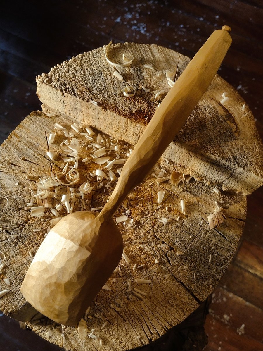 Hand Carved Cooking Spoon - Birch Serving Scoop - One Only - Free Shipping