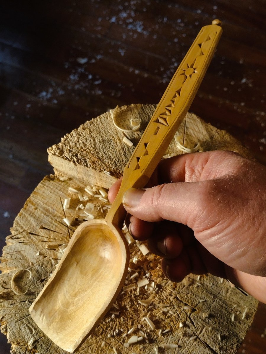 Hand Carved Cooking Spoon - Birch Serving Scoop - One Only - Free Shipping