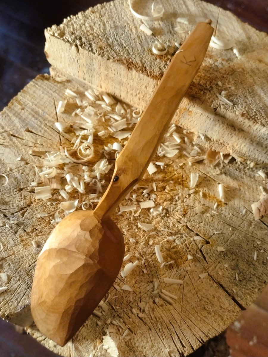 Charming Cooking Spoon - Hand Carved Birch - One Only - Free Shipping