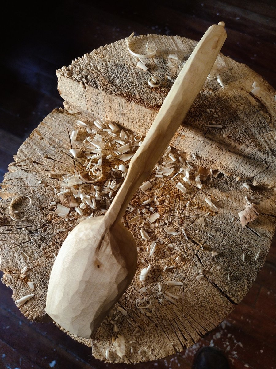 Hand Carved Cooking Spoon - Alder Serving Scoop - One Only - Free Shipping