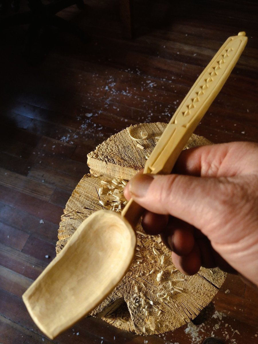 Hand Carved Cooking Spoon - Alder Serving Scoop - One Only - Free Shipping