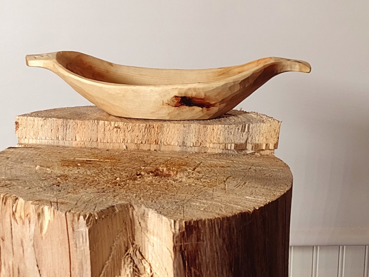 Whittled Bowl - Hand Carved Alder Log - One Only - Free Shipping