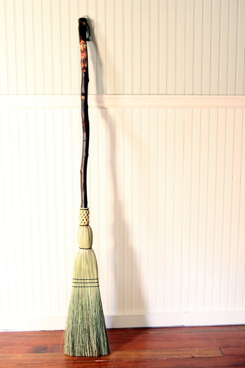 Wood Spirit Camper Broom - Rustic Kitchen or RV Broom - One Only - Functional Art- Free Shipping