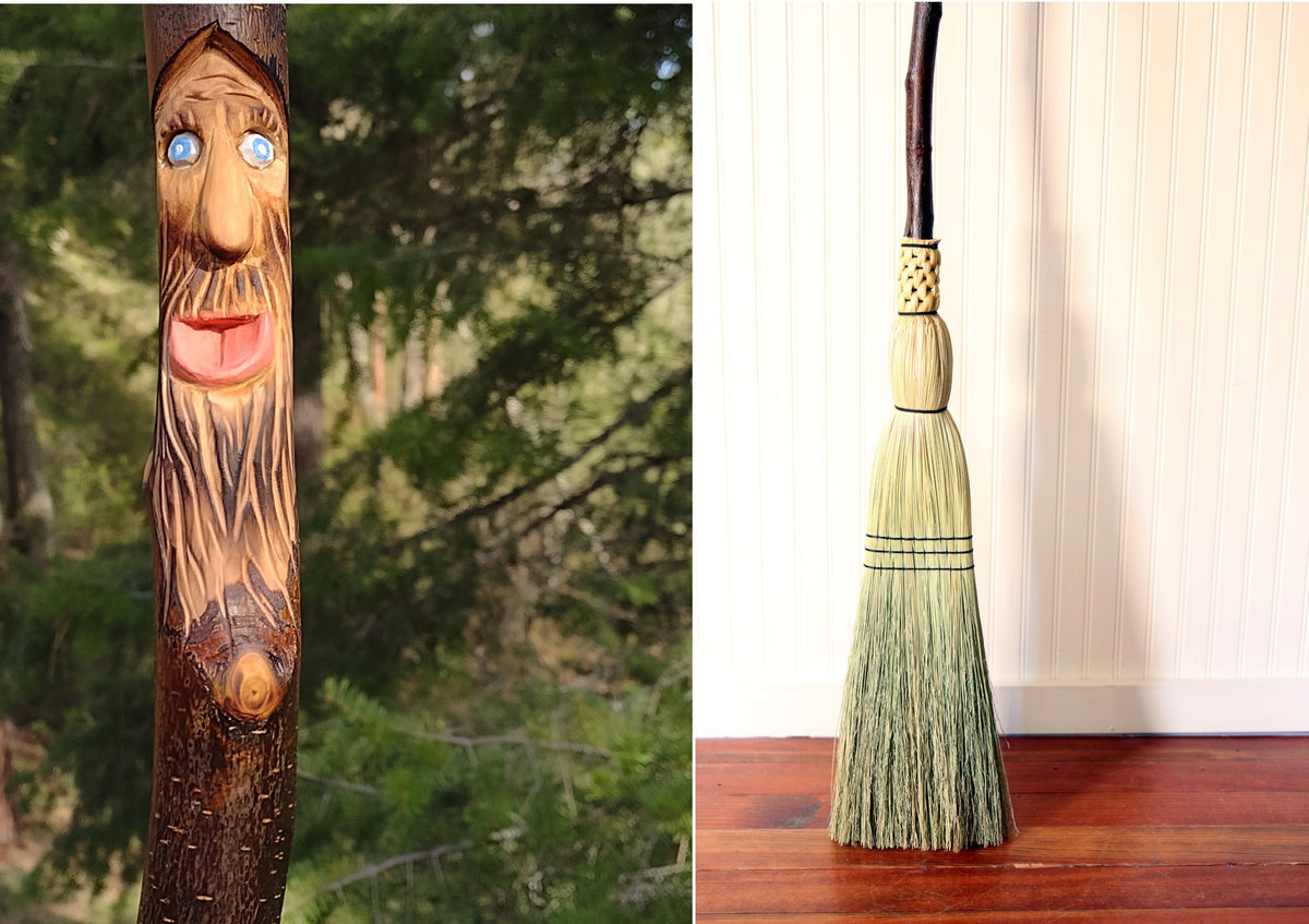 Wood Spirit Camper Broom - Rustic Kitchen or RV Broom - One Only - Functional Art- Free Shipping