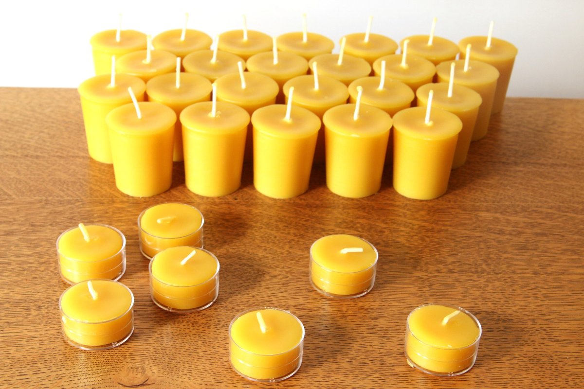 Beeswax Candles - 100% Pure Beeswax Votive Candles -- 100 Pack  -- Large 2 oz. Votives -- Free Shipping