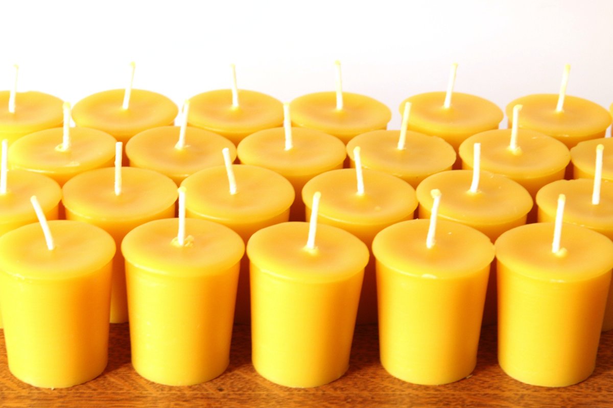 Beeswax Candles - 100% Pure Beeswax Votive Candles -- 12 Pack -- Free Shipping