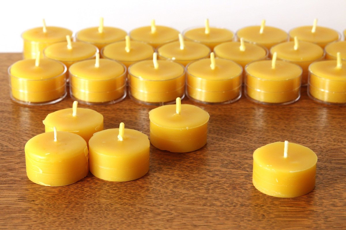 Beeswax Candles - 100% Pure Beeswax Tealight Refills -- 100 Pack -- Refills without the Cups! -- Free Shipping