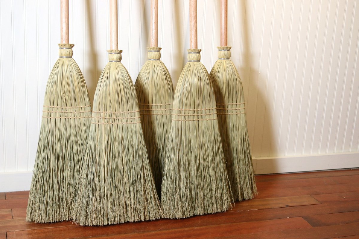Combo Pack - Shaker Authentic 1878 -- Vintage Corn Broom Set -- Original Full Size and Kitchen Size in One Box