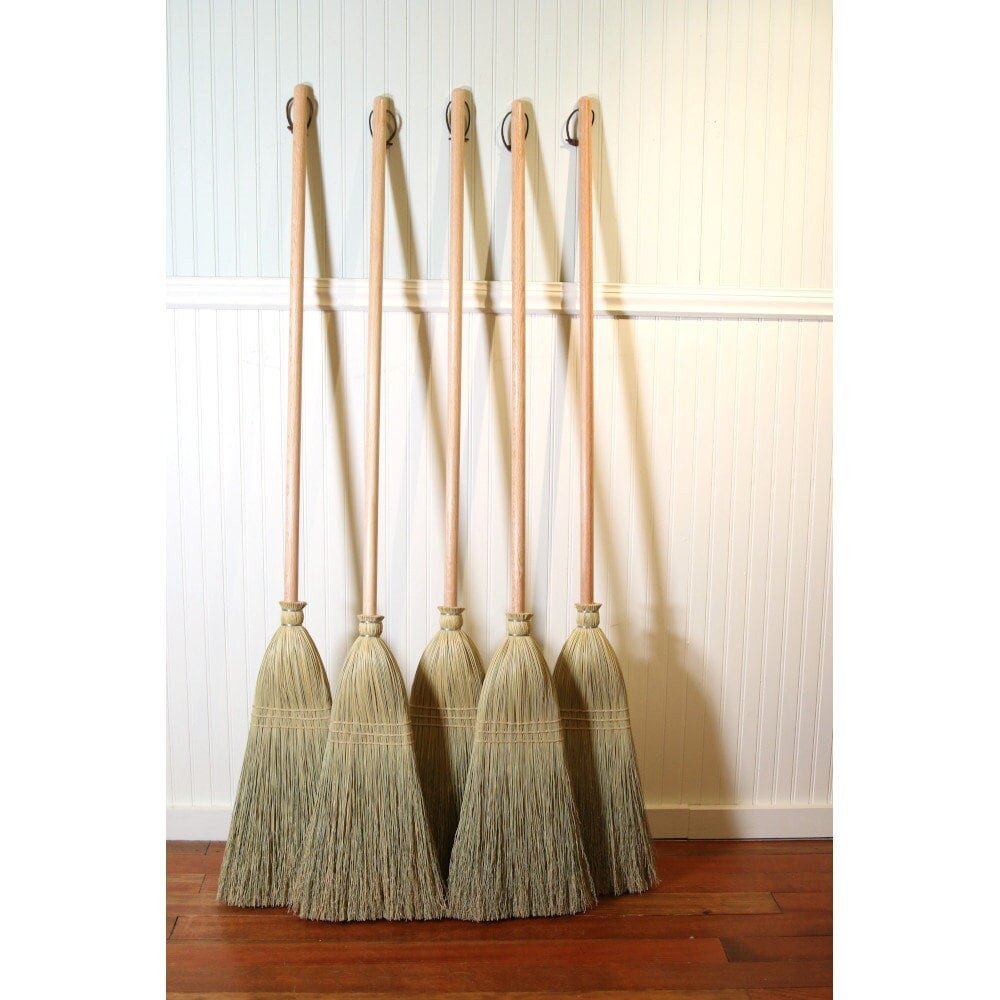 Two Pack - Shaker Authentic 1878 -- Vintage Corn Broom -- Original Full Size with Genuine American Hardwood Handle