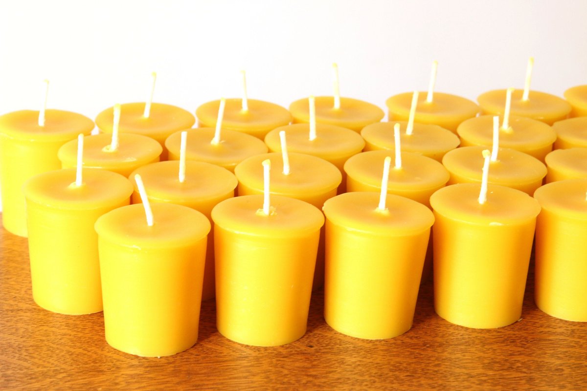 Beeswax Candles - 100% Pure Beeswax Votive Candles -- 24 Pack  -- Free Shipping