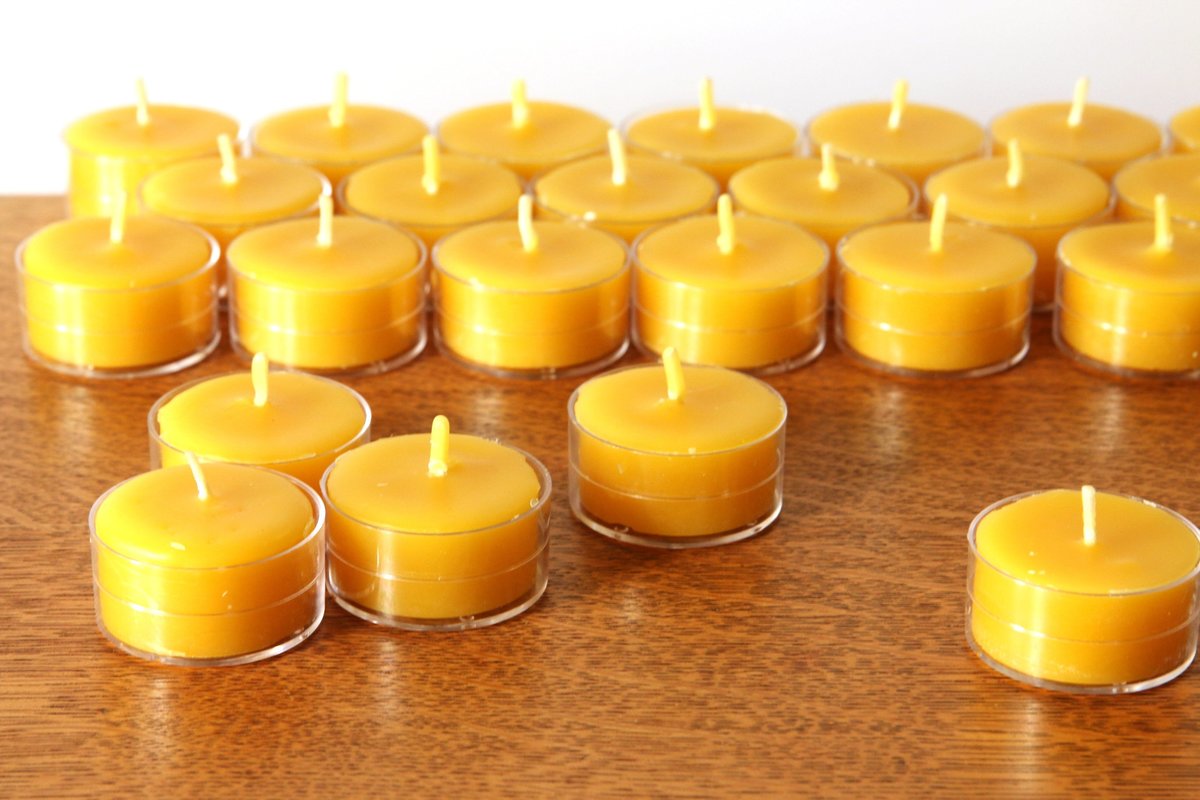 Beeswax Candles - 100% Pure Beeswax Tealight Refills -- 100 Pack -- Refills without the Cups! -- Free Shipping