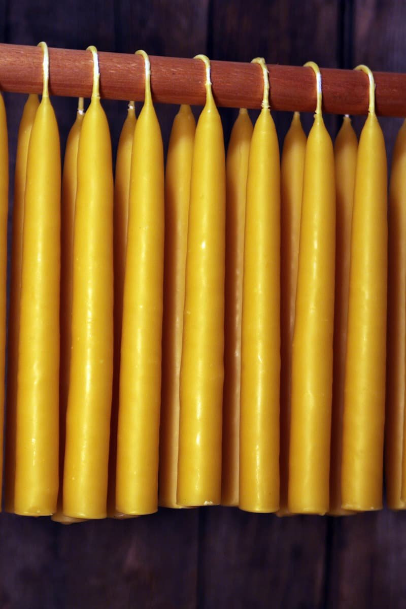 Beeswax Candles - Hand Dipped 100% Beeswax Tapers Settler's Candles - 6 Count - Free Shipping