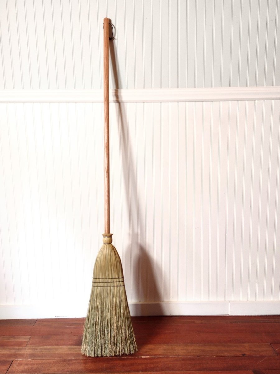 Two Pack - Shaker Authentic 1878 -- Vintage Corn Broom -- Lightweight Kitchen Size with Genuine American Hardwood Handle