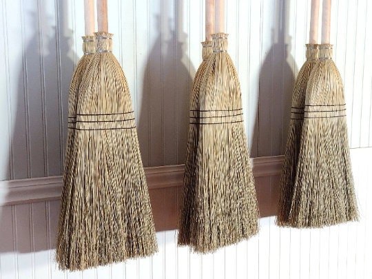 Combo Pack - Shaker Authentic 1878 -- Vintage Corn Broom Set -- Original Full Size and Kitchen Size in One Box