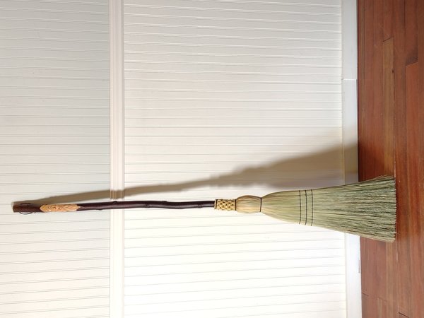Rustic Kitchen Broom - "Chester" Wood Spirit Carving - One Only Free Shipping 