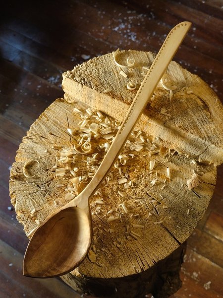 Curvy Cooking Spoon - Carved Maple - One Only - Free Shipping