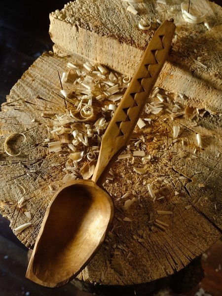 Charming Cooking Spoon - Hand Carved Birch - One Only - Free Shipping