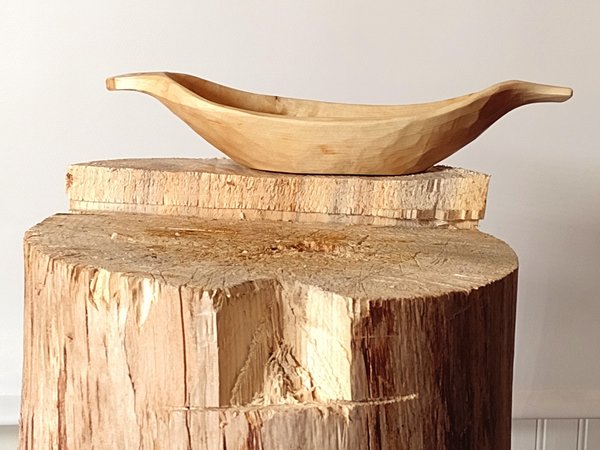 Whittled Bowl - Hand Carved Alder Log - One Only - Free Shipping