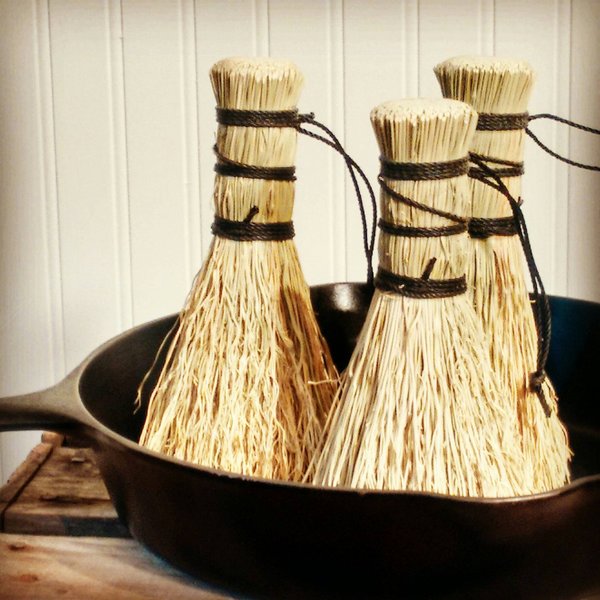 3 Pack Broomcorn Pot Scrubbers - Traditional Bristle Brush - Veggies - Dutch Oven